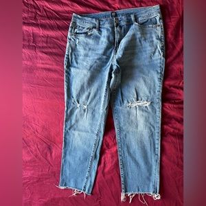 Gap Mid rise rip & repair Girlfriend Jeans (2020), Size 14/32 reg, light blue